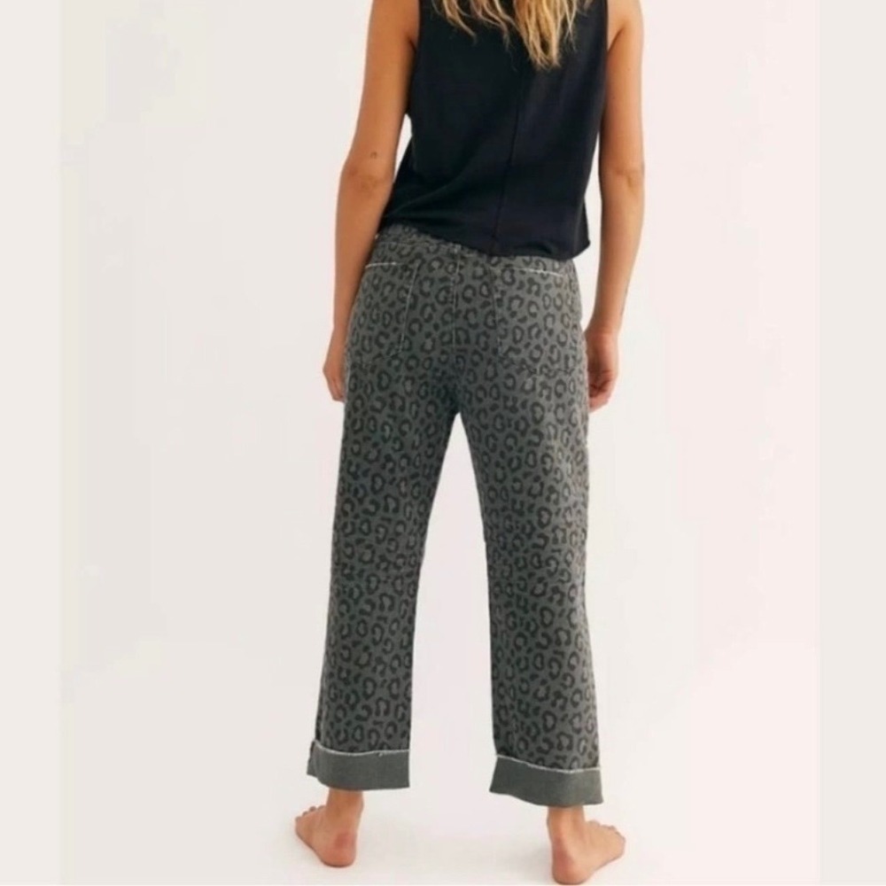 One Teaspoon Green Leopard Print Bandit Night Straight Jeans Size 32 - Picture 6 of 9